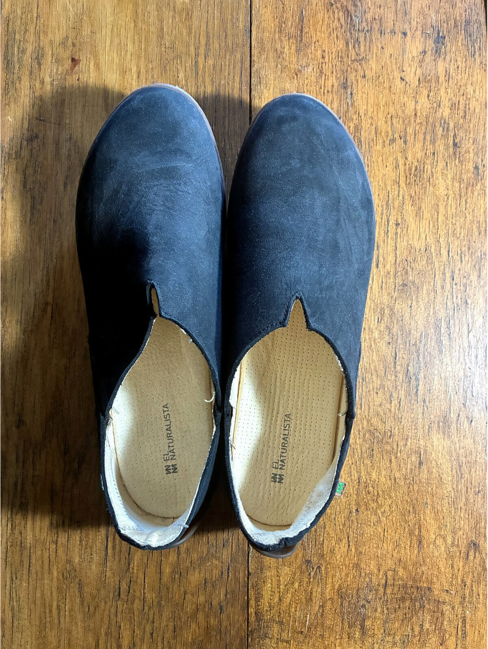 El Naturalista El Viajero Black Leather Nubuck Slip On Loafer Shoes EU 41